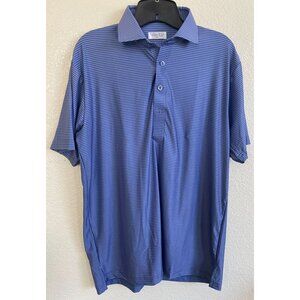 Collars & Co Semi-Spread Collar Polo Featherweight Relaxed SM Blue NWOT Striped